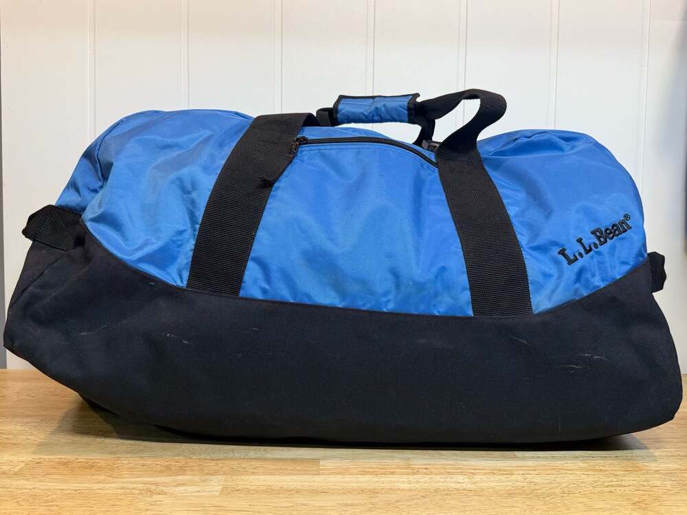 L.L. Bean Adventure Heavy Duty Nylon Duffle Bag Blue and Black